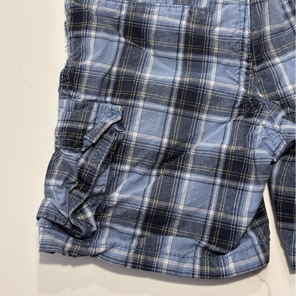 Gymboree | Infant Baby Boys Cargo Blue Navy White Plaid Casual Shorts 18-24M - Picture 12 of 16